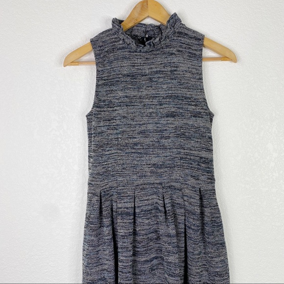 Anthropologie Ganni Textured Ruffle Neck Sleeveless Dress - Picture 4 of 9